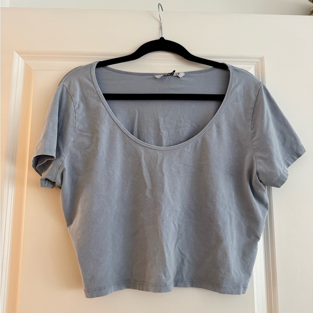 Plus Size Blue Gray Women's Crop Top
